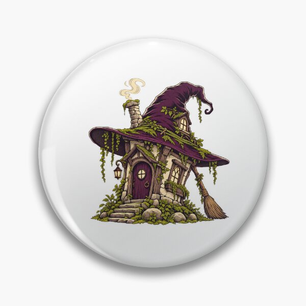 Item preview, Witch House Magic — Witch Hat Cottage and Supporting Broom designed and sold by UrbanCanvvas.