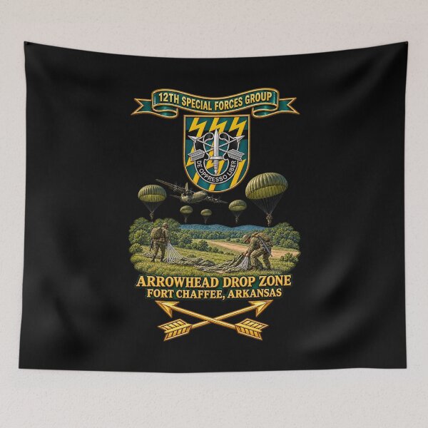 Item preview, 12th Special Forces Group - Flash w Ribbon - Br - Arrowhead DZ, Fr Chaffee  - 3D - Enhanced designed and sold by Military Insignia Products.