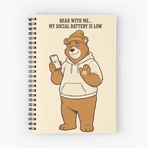 Item preview, Bear With Me My Social Battery Is Low Funny Introvert Bear T-Shirt designed and sold by EverydayBadge.
