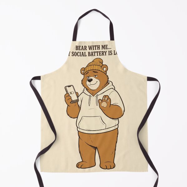 Item preview, Bear With Me My Social Battery Is Low Funny Introvert Bear T-Shirt designed and sold by EverydayBadge.