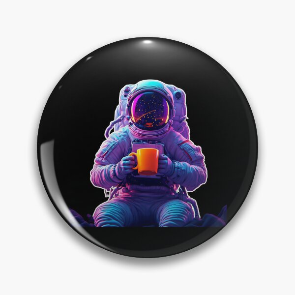 Artikelvorschau, Minimalistischer Cyberpunk-Astronaut trinkt leuchtenden Nebelkaffee entworfen und verkauft von Cyber Gold Studio.