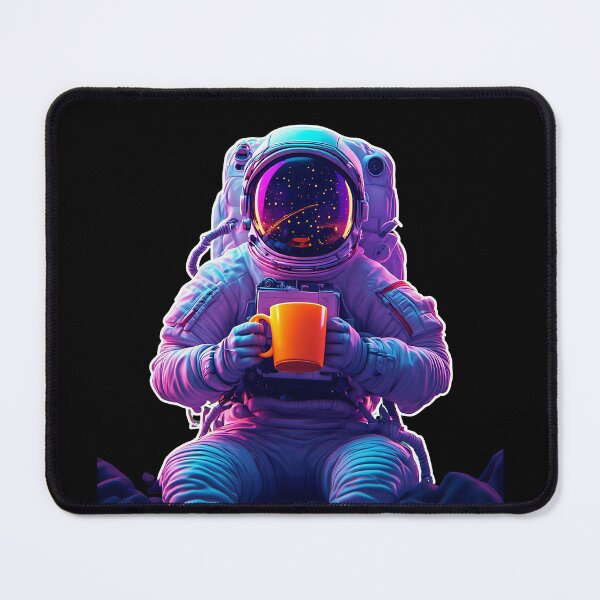 Item preview, Minimalist Cyberpunk Astronaut Drinking Glowing Nebula Coffee designed and sold by Cyber Gold Studio.