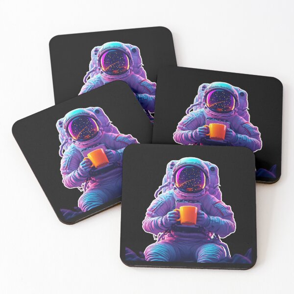 Item preview, Minimalist Cyberpunk Astronaut Drinking Glowing Nebula Coffee designed and sold by Cyber Gold Studio.