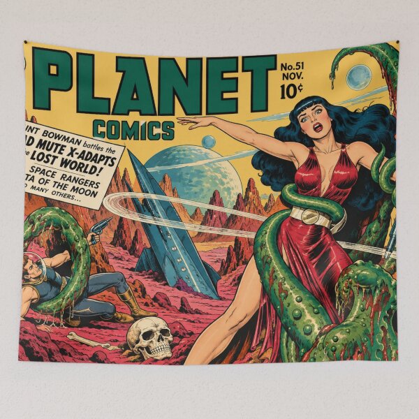 Item preview, Vintage Sci Fi Wall Art, Planet Comics #51 Mad Mute X-Adapts, Retro Pulp Comic Cover designed and sold by RickE.
