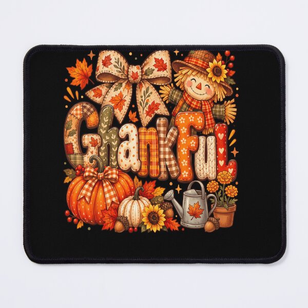 Item preview, Autumn Thankful Typography with Pumpkin, Sunflower, Scarecrow and Fall Leaves designed and sold by ArcaneArtistry.