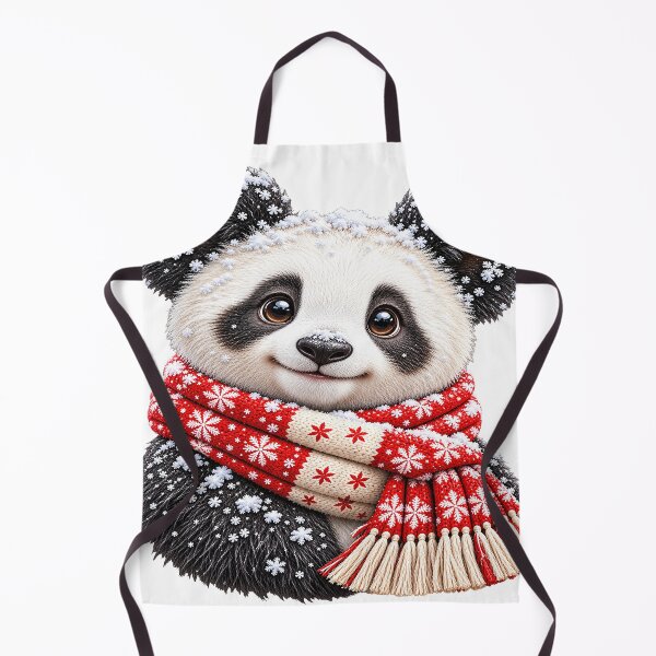 Item preview, Winter Panda with Red Snowflake Scarf designed and sold by JanChryzostom.