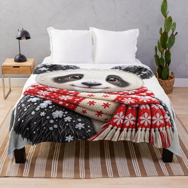 Item preview, Winter Panda with Red Snowflake Scarf designed and sold by JanChryzostom.