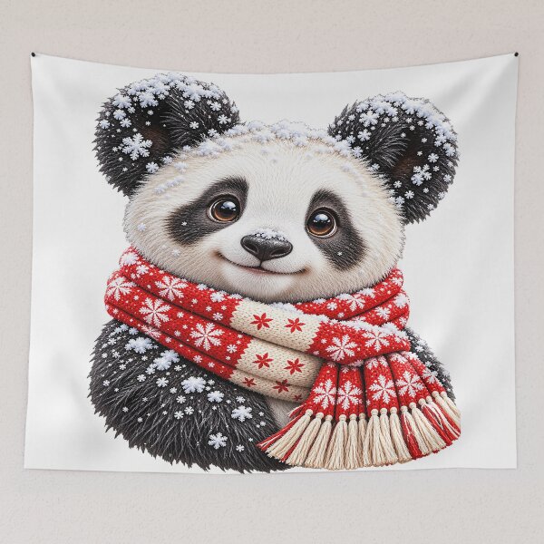 Item preview, Winter Panda with Red Snowflake Scarf designed and sold by JanChryzostom.