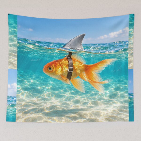 Item preview,  Small Fish, Big Confidence – Goldfish with Shark Fin designed and sold by LuluLeb.