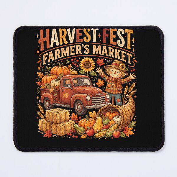 Item preview, Harvest Fest Farmers Market Vintage Truck Pumpkin Sunflower Autumn Illustration designed and sold by ArcaneArtistry.