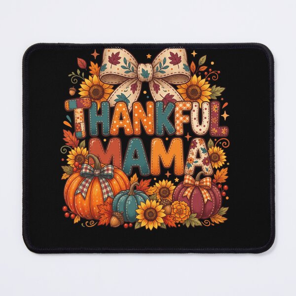 Item preview, Thankful Mama Autumn Pumpkins Sunflowers Plaid Bow and Fall Leaves Illustration designed and sold by ArcaneArtistry.