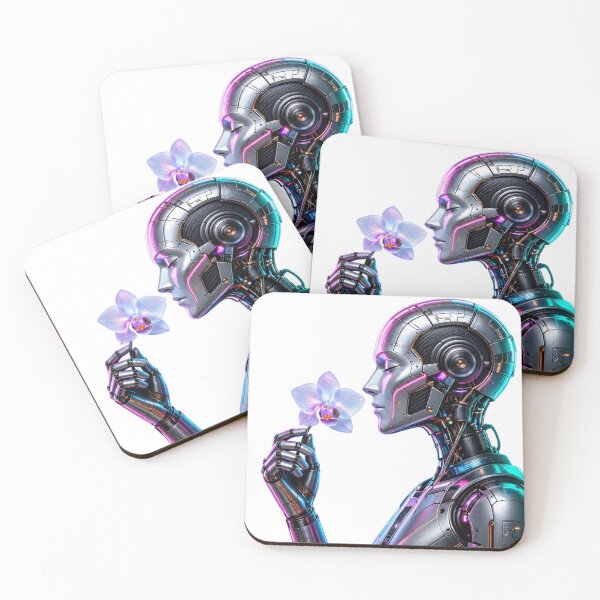 Item preview, Cyberpunk robot smelling a flower designed and sold by chubi1616.
