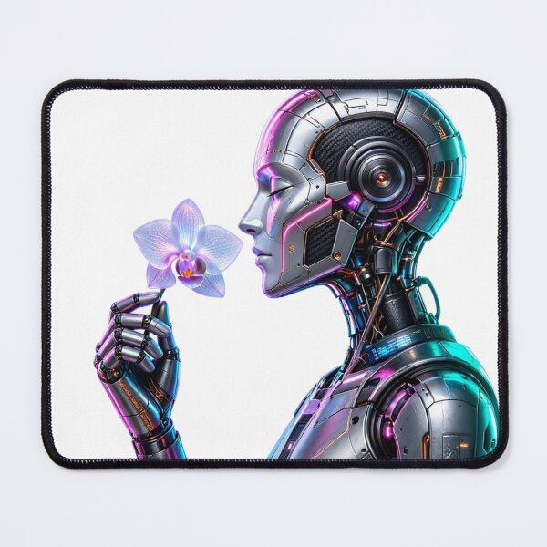 Item preview, Cyberpunk robot smelling a flower designed and sold by chubi1616.