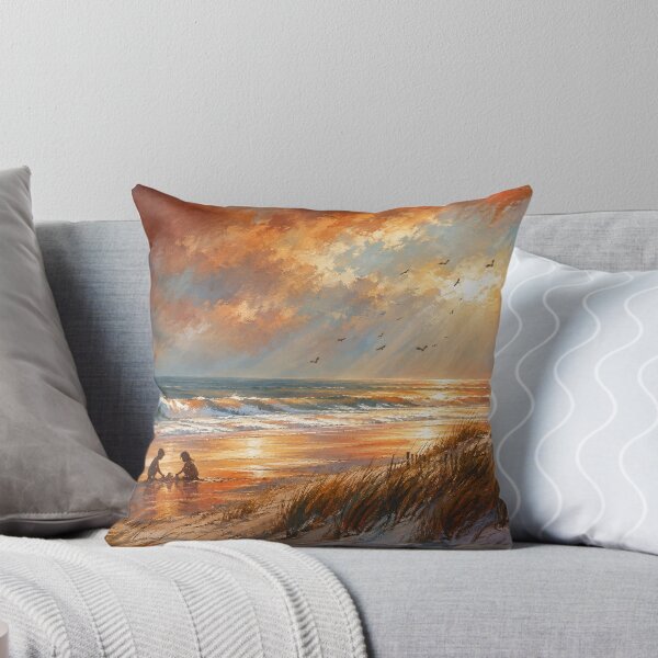 Item preview, Golden Shoreline Whispers Coastal Sunset Art Print designed and sold by Joey Santiago.