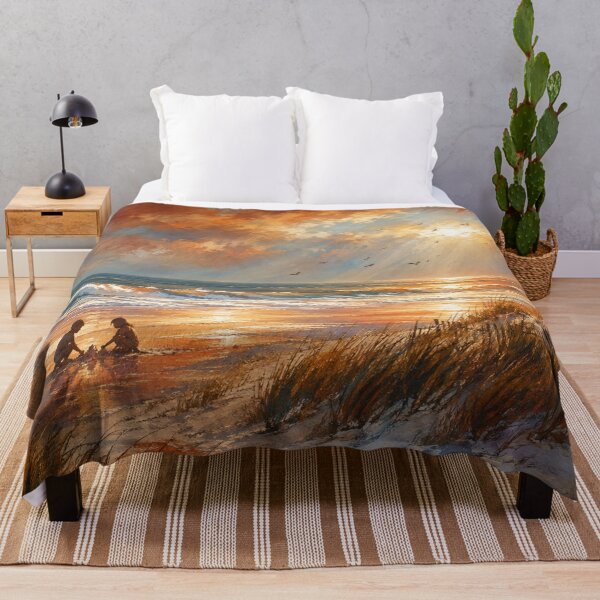 Item preview, Golden Shoreline Whispers Coastal Sunset Art Print designed and sold by Joey Santiago.