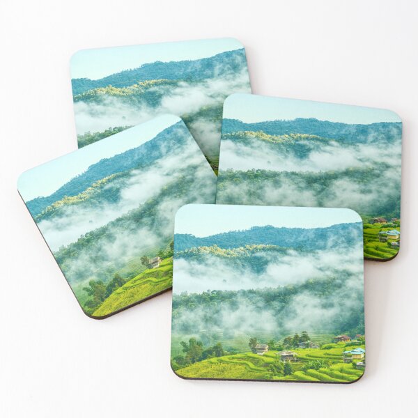 Item preview, Mist Drifting Over the Terrace Village — Colorful Huts and Rice Fields, Pa Pong Piang Thailand designed and sold by Jomsunshine.