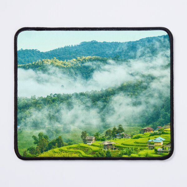 Item preview, Mist Drifting Over the Terrace Village — Colorful Huts and Rice Fields, Pa Pong Piang Thailand designed and sold by Jomsunshine.