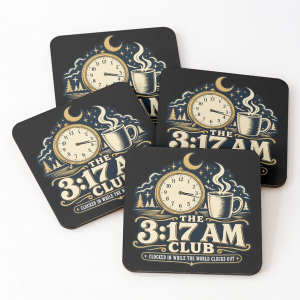 Item preview, The 3:17 AM Club Night Shift Worker Moon and Coffee Design designed and sold by DesignsDominus.