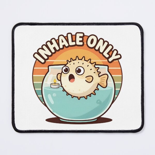 Item preview, Inhale Only Puffer Fish Breathwork Panic Funny Retro Sunset designed and sold by Odd Even Number.