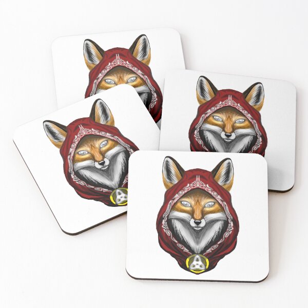Item preview, Dark Fantasy Red Fox Rogue Portrait with Crimson Hood designed and sold by URSM.