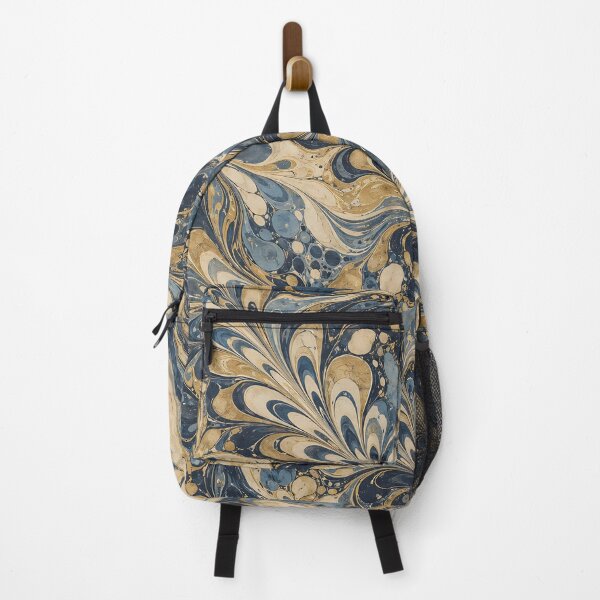 Item preview, Navy Gold Feathered Marbled Pattern designed and sold by Apex Designs.