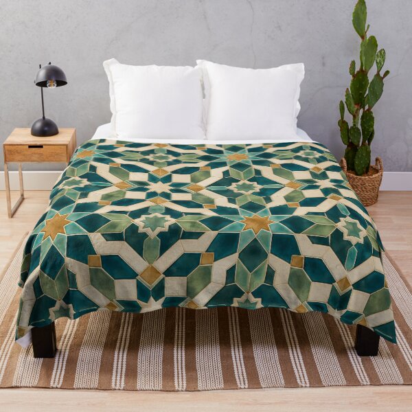 Item preview, Teal Gold Geometric Star Mosaic Pattern designed and sold by Apex Designs.