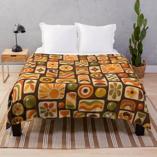 Item preview, Retro Orange Brown Floral Tile Pattern designed and sold by Apex Designs.