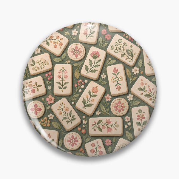 Item preview, Sage Floral Mahjong Tile Pattern designed and sold by Apex Designs.