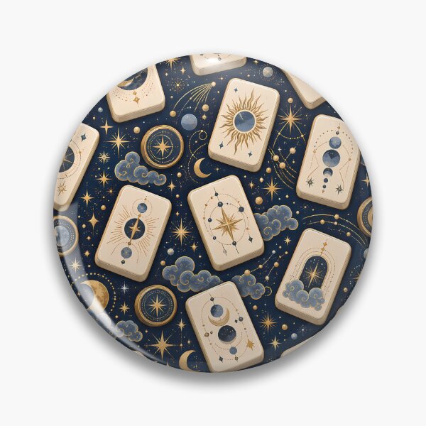 Item preview, Celestial Moon and Star Mahjong Tile Pattern designed and sold by Apex Designs.