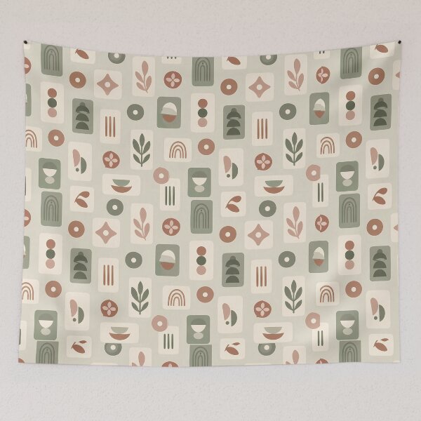Item preview, Sage Botanical Geometric Tile Pattern designed and sold by Apex Designs.
