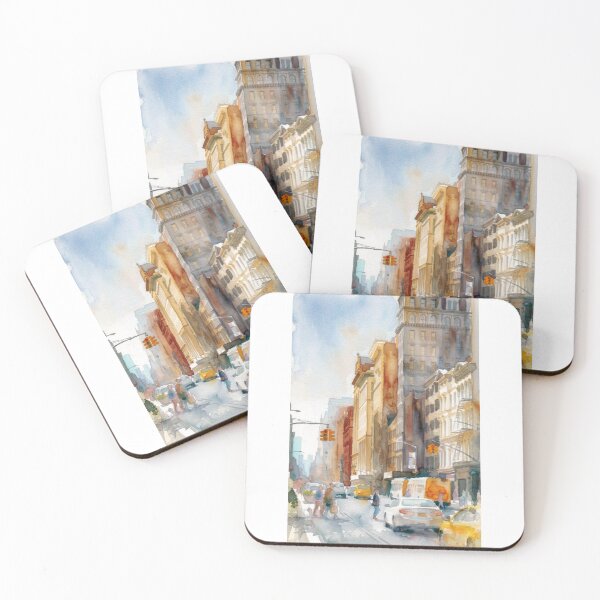 Item preview, New York City Street Busy Manhattan Watercolor designed and sold by caracatita75.