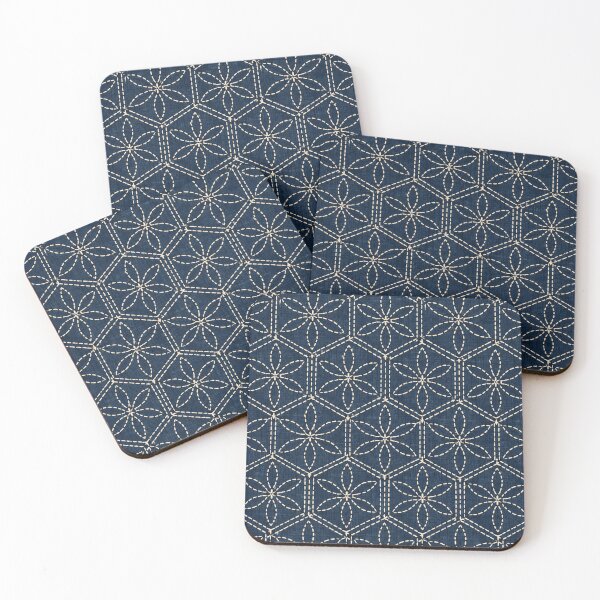 Item preview, Indigo Hexagonal Flower Stitch Pattern designed and sold by Apex Designs.
