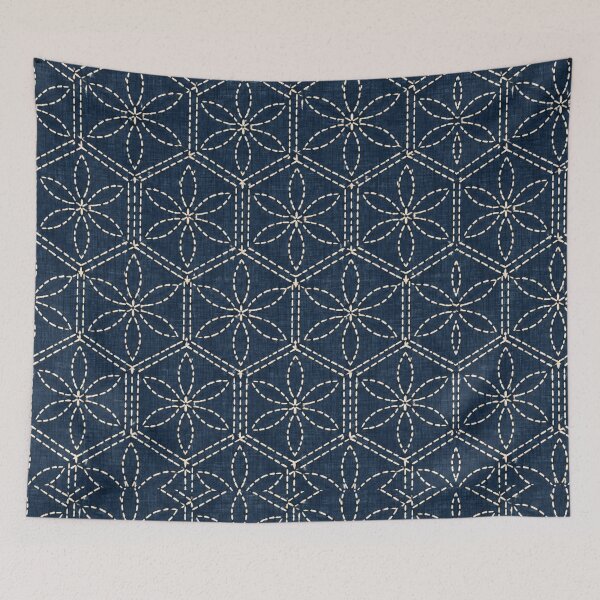 Item preview, Indigo Hexagonal Flower Stitch Pattern designed and sold by Apex Designs.
