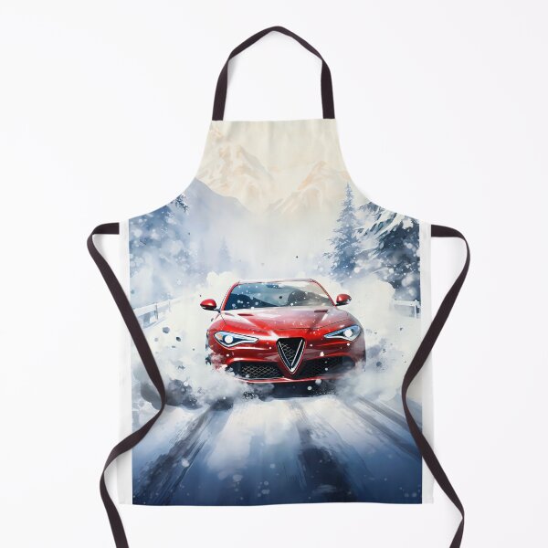 Item preview, Red Performance Sedan Charging Through Snowy Mountain Road designed and sold by RevUpDesign.