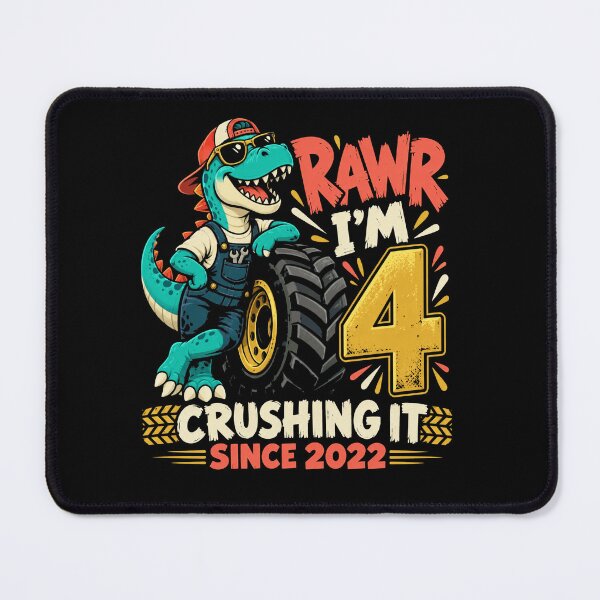 Item preview, Rawr I'm 4 Crushing It Since 2022 Fourth Birthday Dinosaur Monster Truck Kids Toddler designed and sold by FolkGraphics.