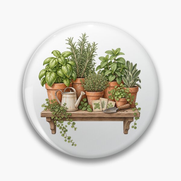 Item preview, Miniature Windowsill Herb Garden Illustration designed and sold by Apex Designs.