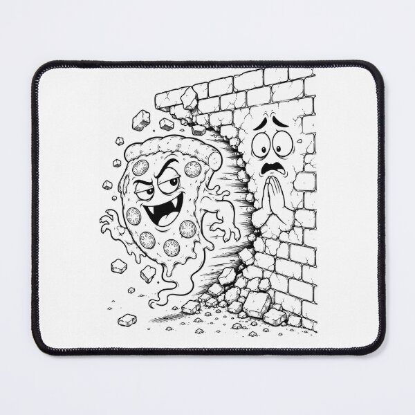 Item preview, Evil Pizza Slice Breaking Through Wall – Funny Spooky Cartoon designed and sold by ComedyInkFactor.