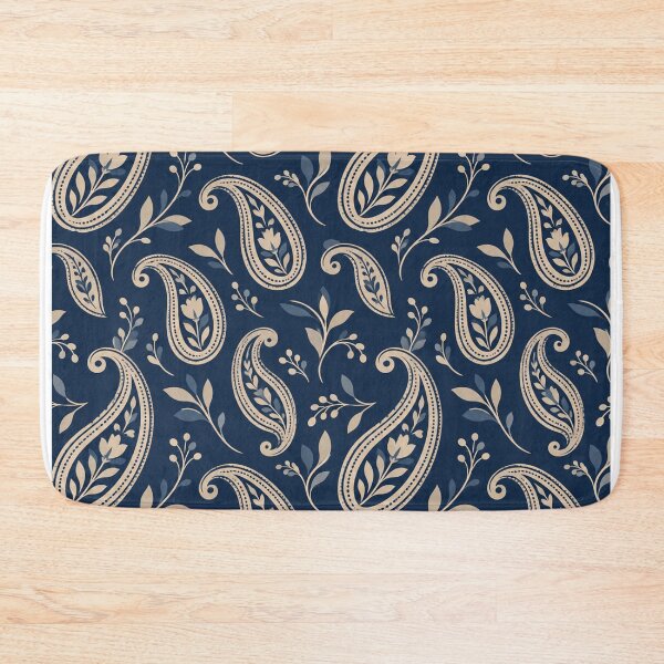 Item preview, Navy Beige Minimal Paisley Pattern designed and sold by Apex Designs.