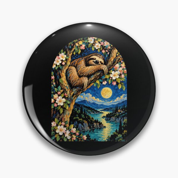 Item preview, Sleeping Sloth Moon Night Landscape Animal Nature Wildlife designed and sold by FolkGraphics.