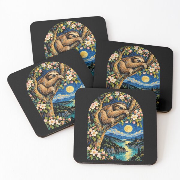 Item preview, Sleeping Sloth Moon Night Landscape Animal Nature Wildlife designed and sold by FolkGraphics.