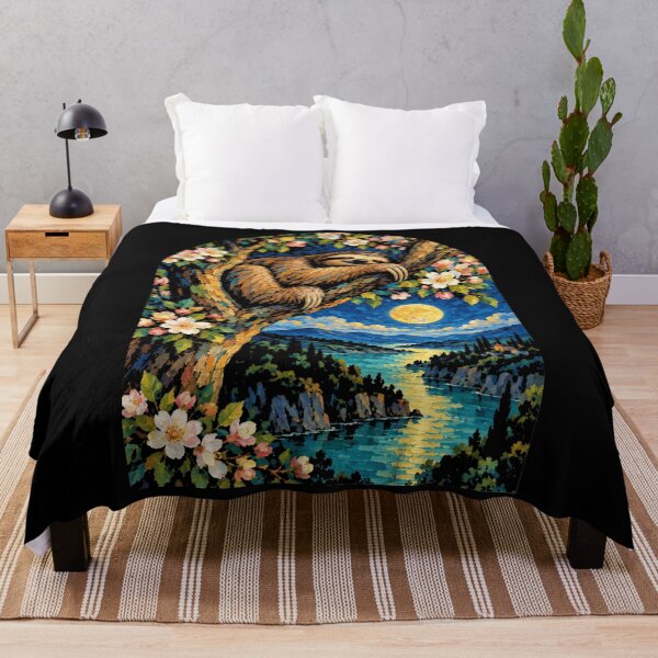 Item preview, Sleeping Sloth Moon Night Landscape Animal Nature Wildlife designed and sold by FolkGraphics.