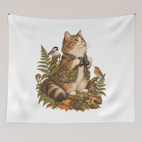Item preview, Tabby Cat with Birdwatching Binoculars designed and sold by Apex Designs.