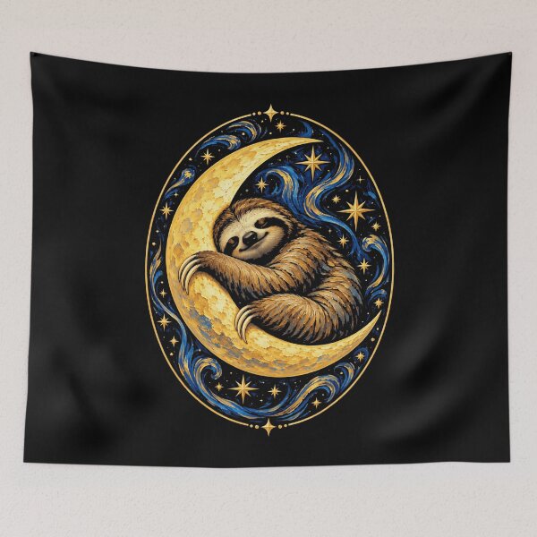 Item preview, Sleepy Sloth Moon Stars Celestial Animal Dreamer designed and sold by FolkGraphics.