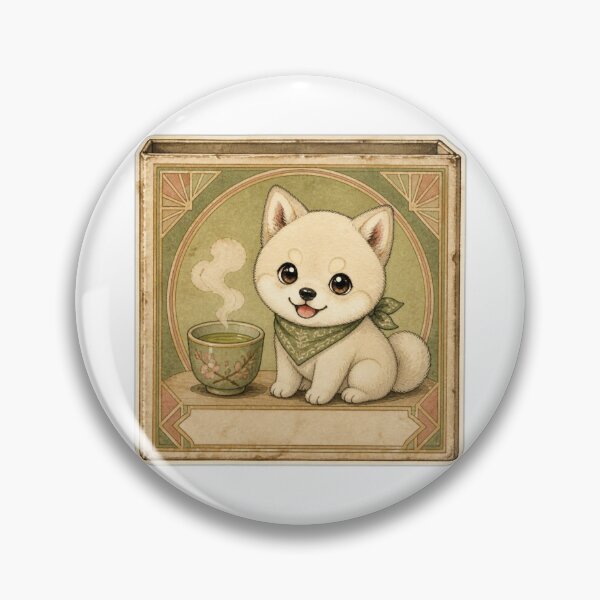 Item preview, Retro Matchbox Label Cream Shiba Inu designed and sold by Kawaii Matcha Studio.