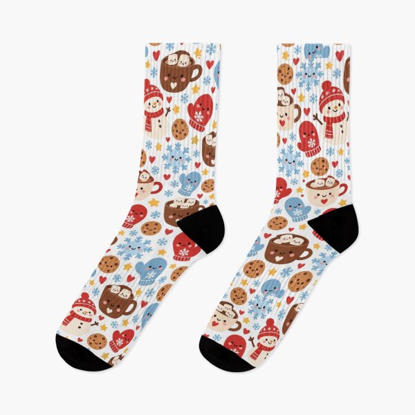 Item preview, Kawaii Hot Cocoa Winter Cute Seamless Pattern Print designed and sold by Inkworksbyshery.