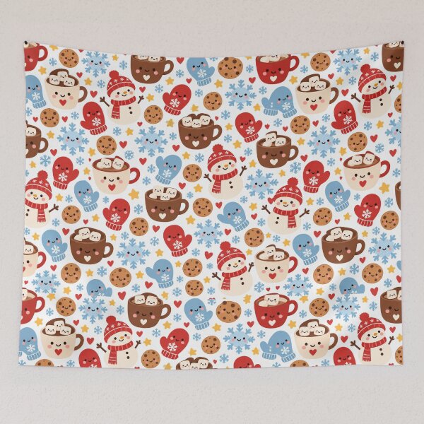 Item preview, Kawaii Hot Cocoa Winter Cute Seamless Pattern Print designed and sold by Inkworksbyshery.