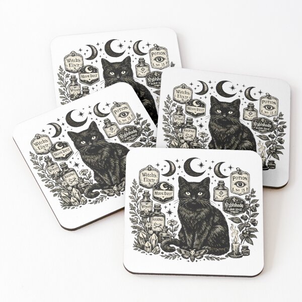 Item preview, Witchy Black Cat Apothecary Illustration designed and sold by Apex Designs.