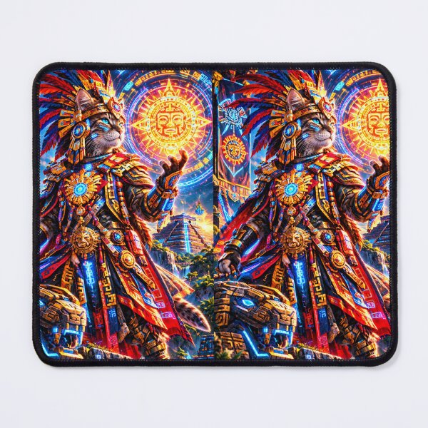 Item preview, Neon Aztec Warrior Cat – Sun Temple Guardian designed and sold by Neon Riot Studio.
