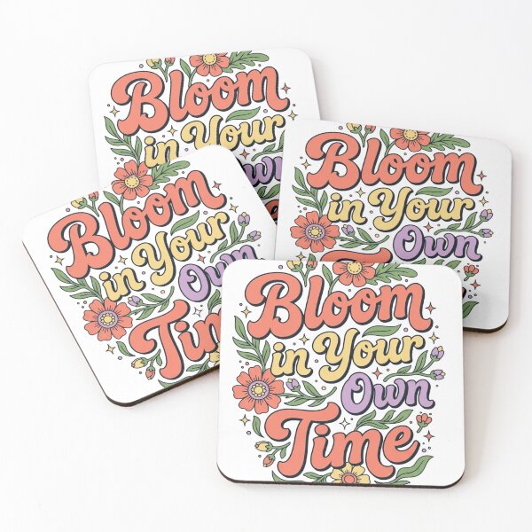 Item preview, Bloom In Your Own Time - Retro Groovy Floral Quote ​ designed and sold by Nazma64.