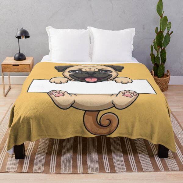 Item preview, Cute Cartoon Pug Holding Blank Banner designed and sold by PetalsPaws.